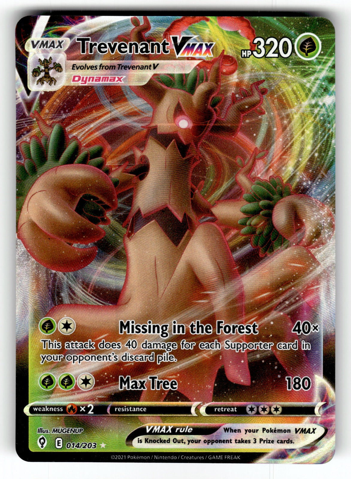 Trevenant VMAX – 014/203 SWSH07: SWSH07: Evolving Skies Ultra Rare Holo NM