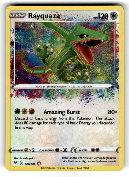 Rayquaza – 138/185 SWSH04: SWSH04: Vivid Voltage Amazing Rare HoloNM