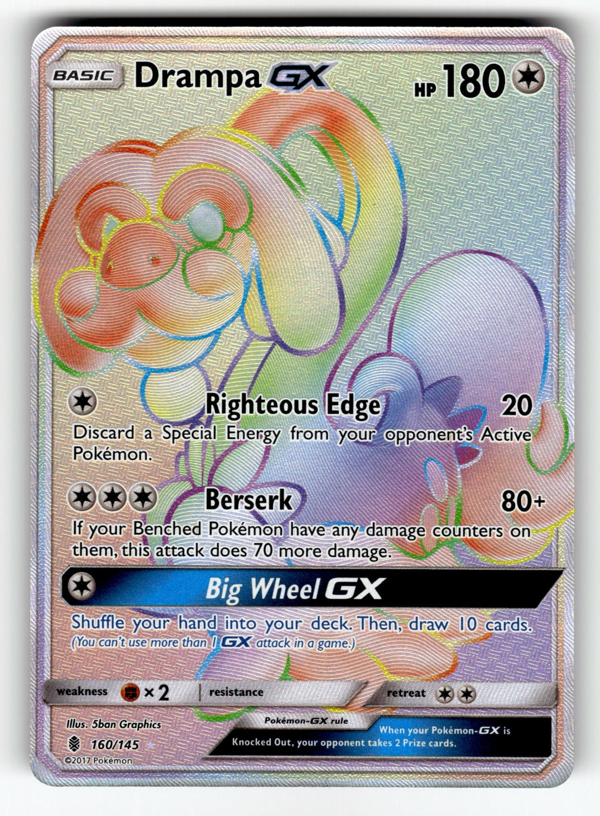 Drampa GX (Secret) – 160/145 SM02: SM - Guardians Rising Secret Rare HoloNM