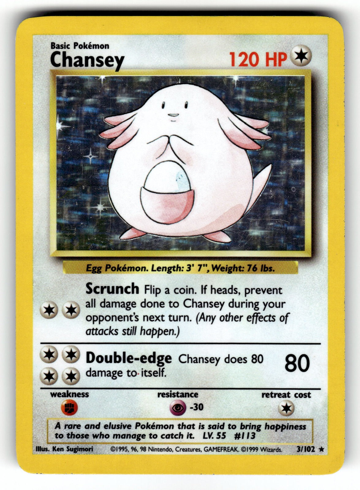 Chansey – 003/102 BS: Base Set Holo Rare HoloNM