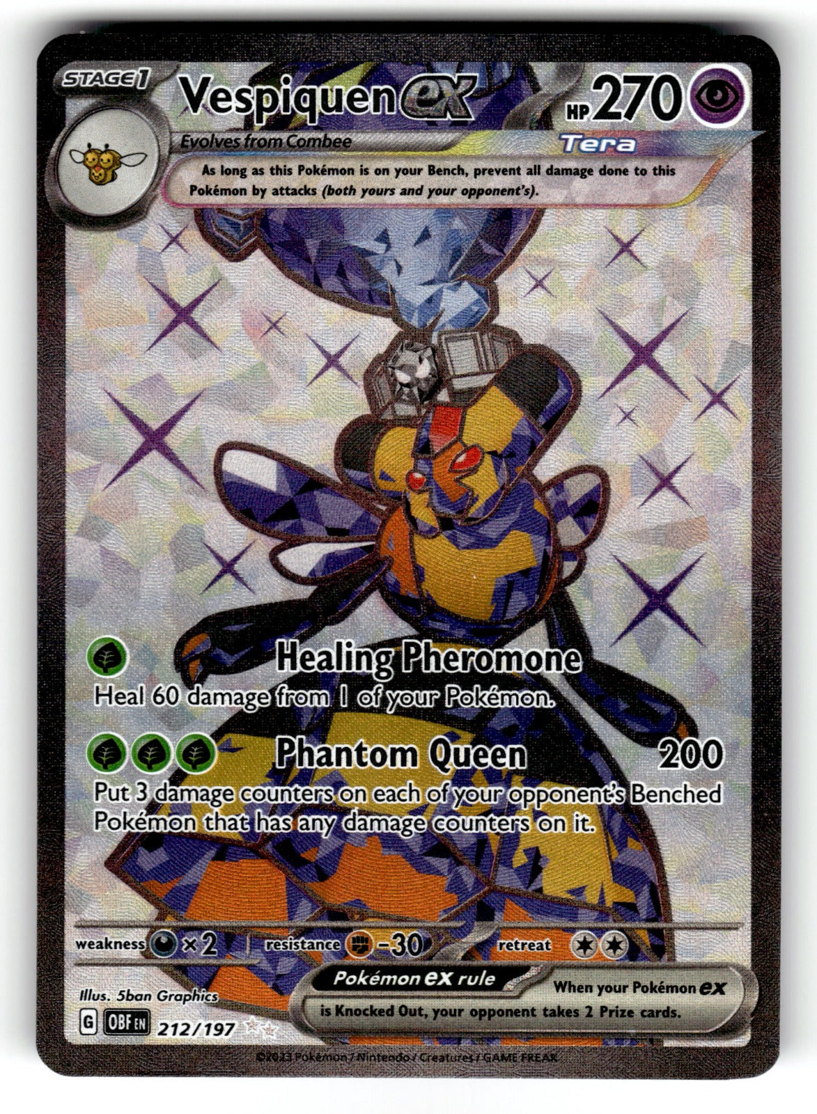 Vespiquen ex – 212/197 OBF: SV03: Obsidian Flames Ultra Rare Holo LP