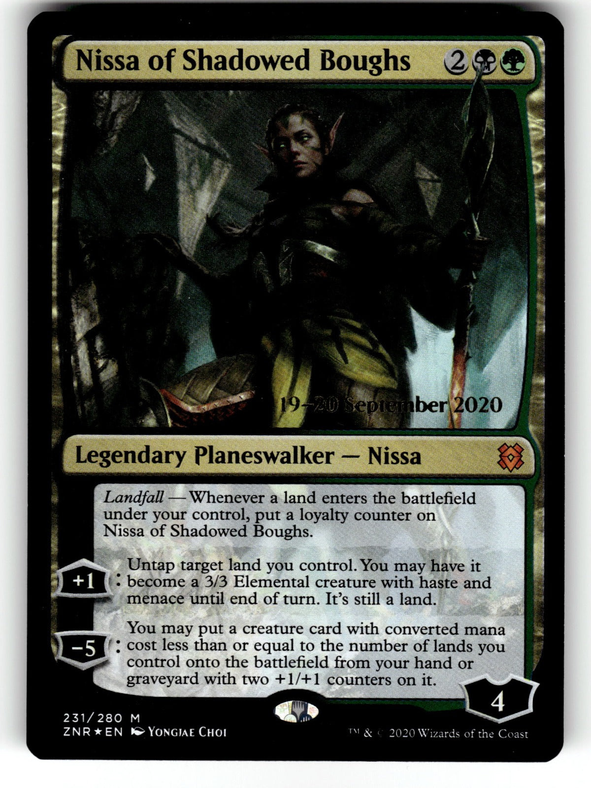 Nissa of Shadowed Boughs – 231 PRE: Prerelease Cards M Foil LP