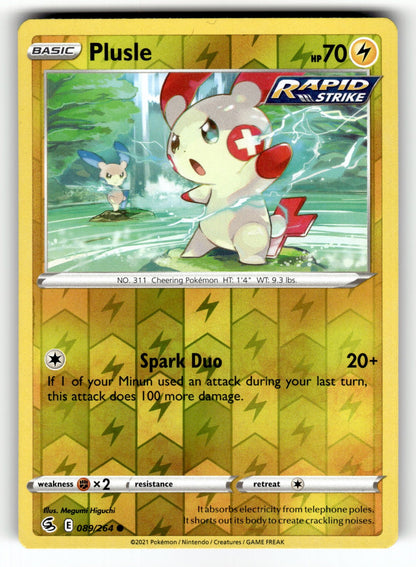 Plusle – 089/264 SWSH08: SWSH08: Fusion Strike Common Reverse Holo NM