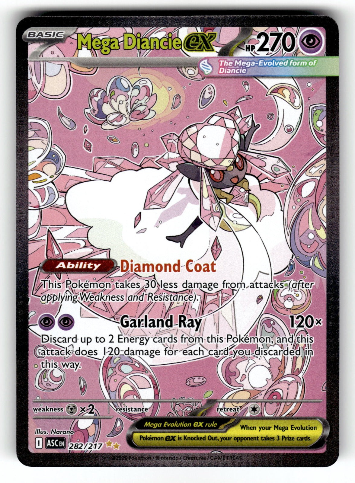 Mega Diancie ex – 282/217 ASC: ME: Ascended Heroes Special Illustration Rare Holo NM