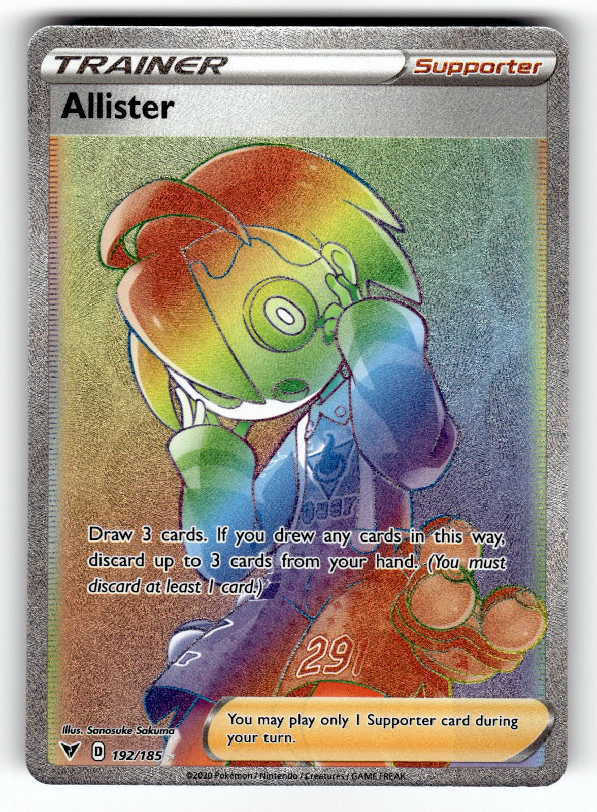 Allister (Secret) – 192/185 SWSH04: SWSH04: Vivid Voltage Secret Rare Holo NM