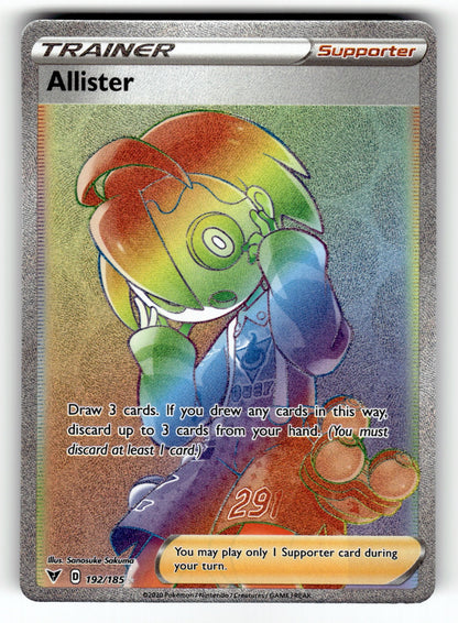 Allister (Secret) – 192/185 SWSH04: SWSH04: Vivid Voltage Secret Rare Holo NM