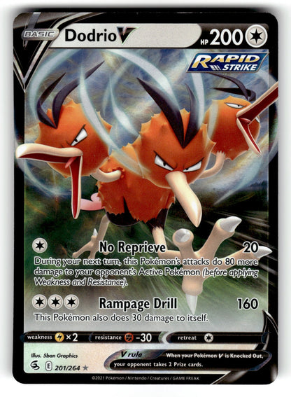 Dodrio V – 201/264 SWSH08: SWSH08: Fusion Strike Ultra Rare Holo NM