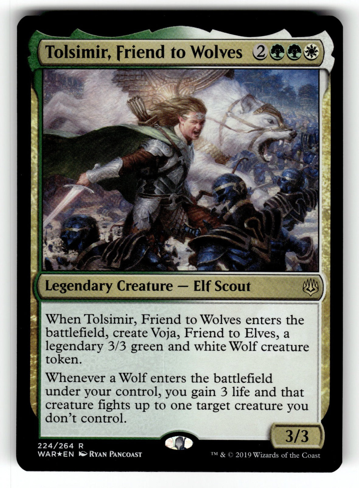 Tolsimir, Friend to Wolves – 224 WAR: War of the Spark R Foil NM