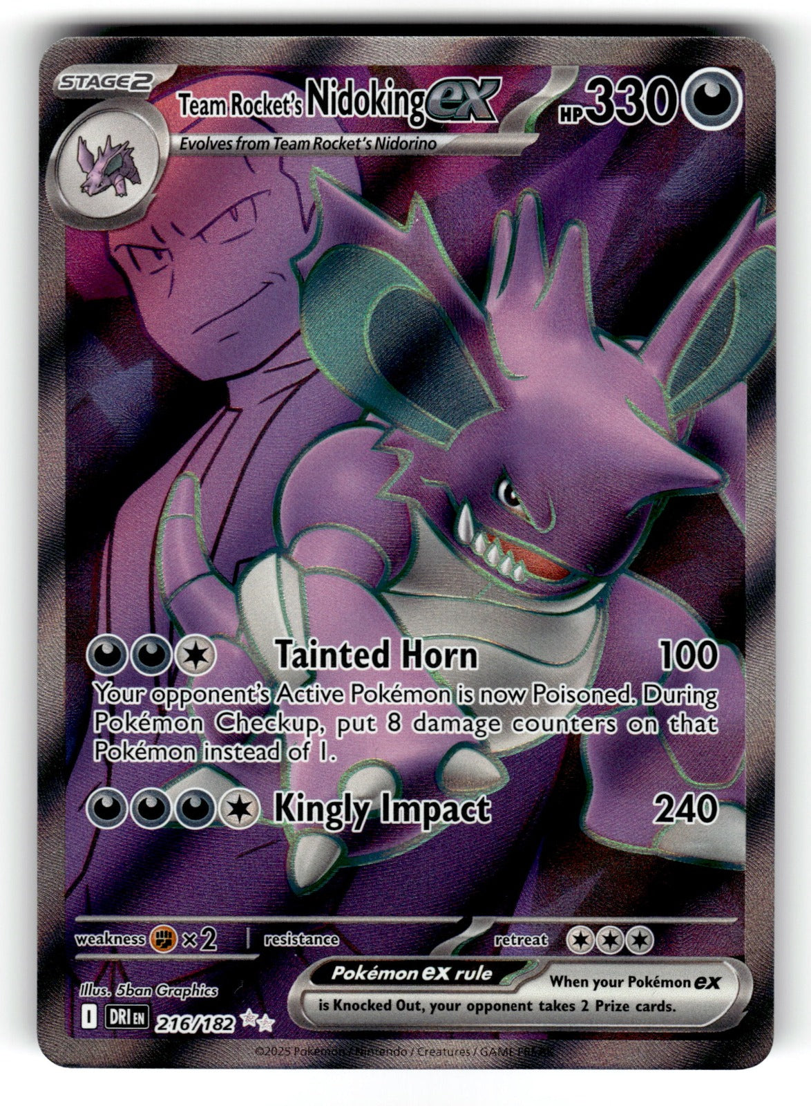Team Rocket's Nidoking ex – 216/182 DRI: SV10: Destined Rivals Ultra Rare HoloNM