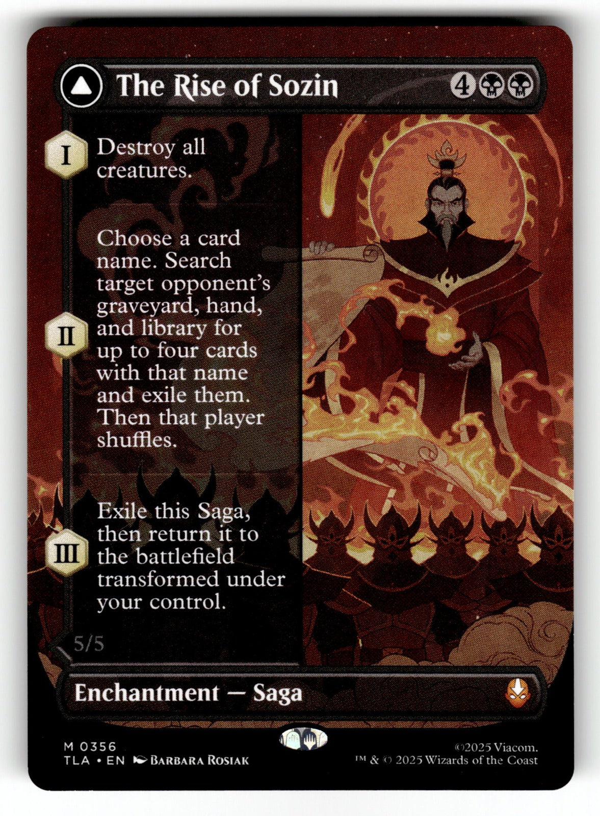 The Rise of Sozin (Borderless) – 356 TLA: Avatar: The Last Airbender M NM