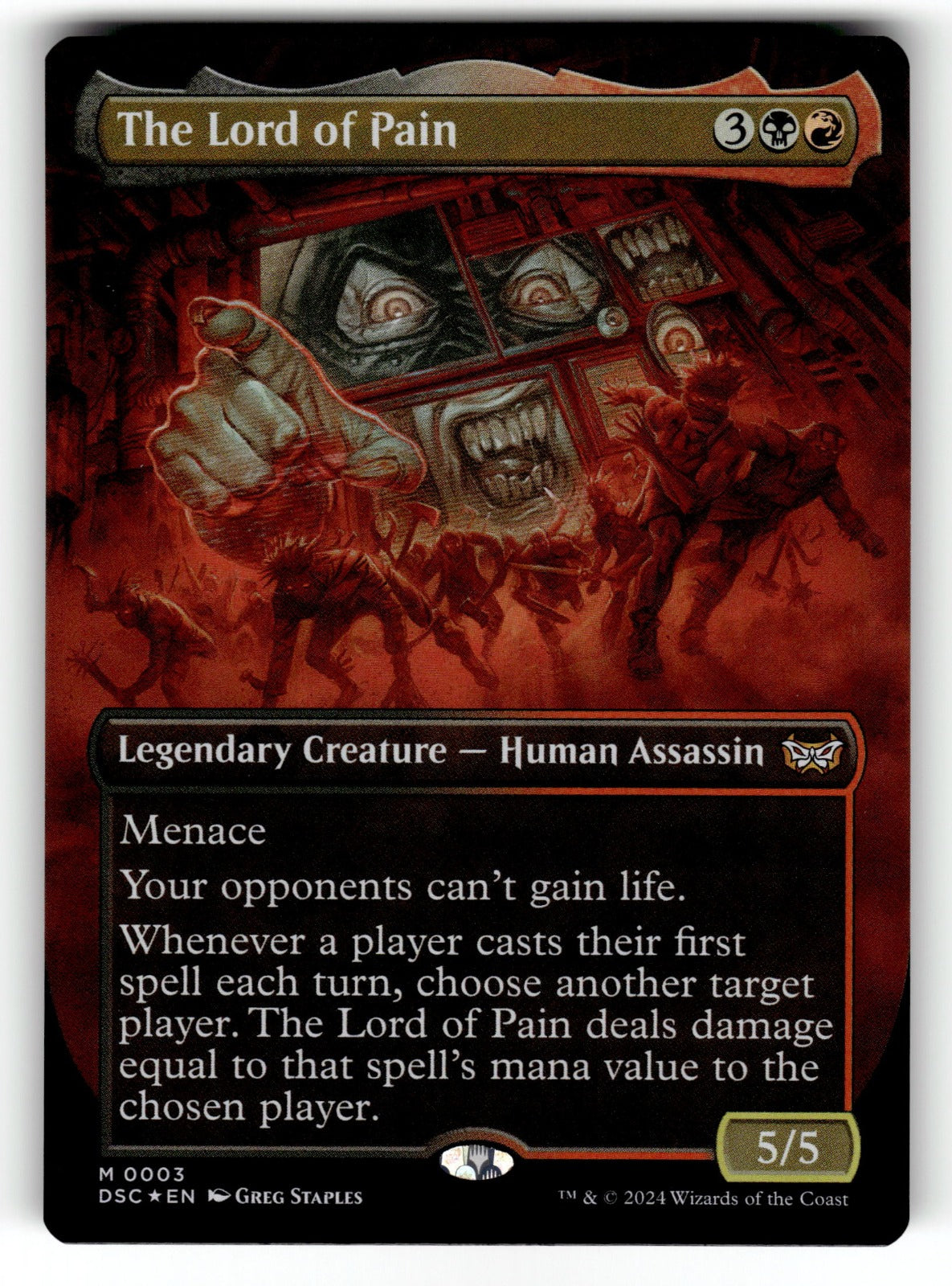 The Lord of Pain (Borderless) – 3 DSC: Commander: Duskmourn: House of Horror M Foil NM