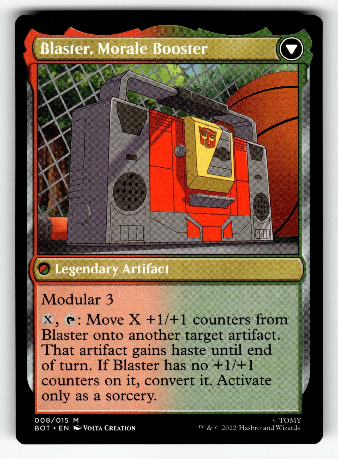 Blaster, Combat DJ – 8 BOT: Universes Beyond: Transformers M NM (Back)
