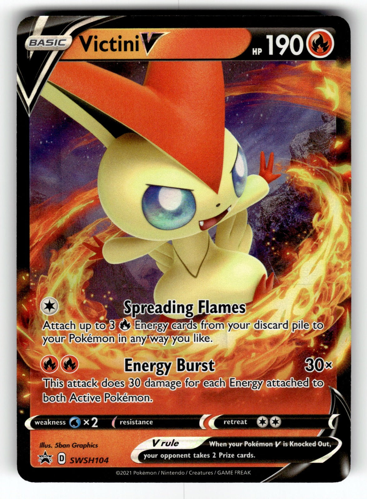 Victini V – SWSH104 SWSD: SWSH: Sword & Shield Promo Cards Promo Holo NM