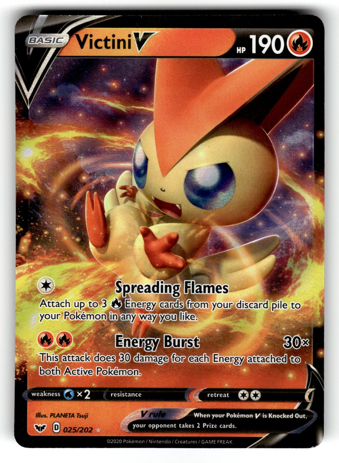 Victini V – 025/202 SWSH01: SWSH01: Sword & Shield Base Set Ultra Rare Holo NM