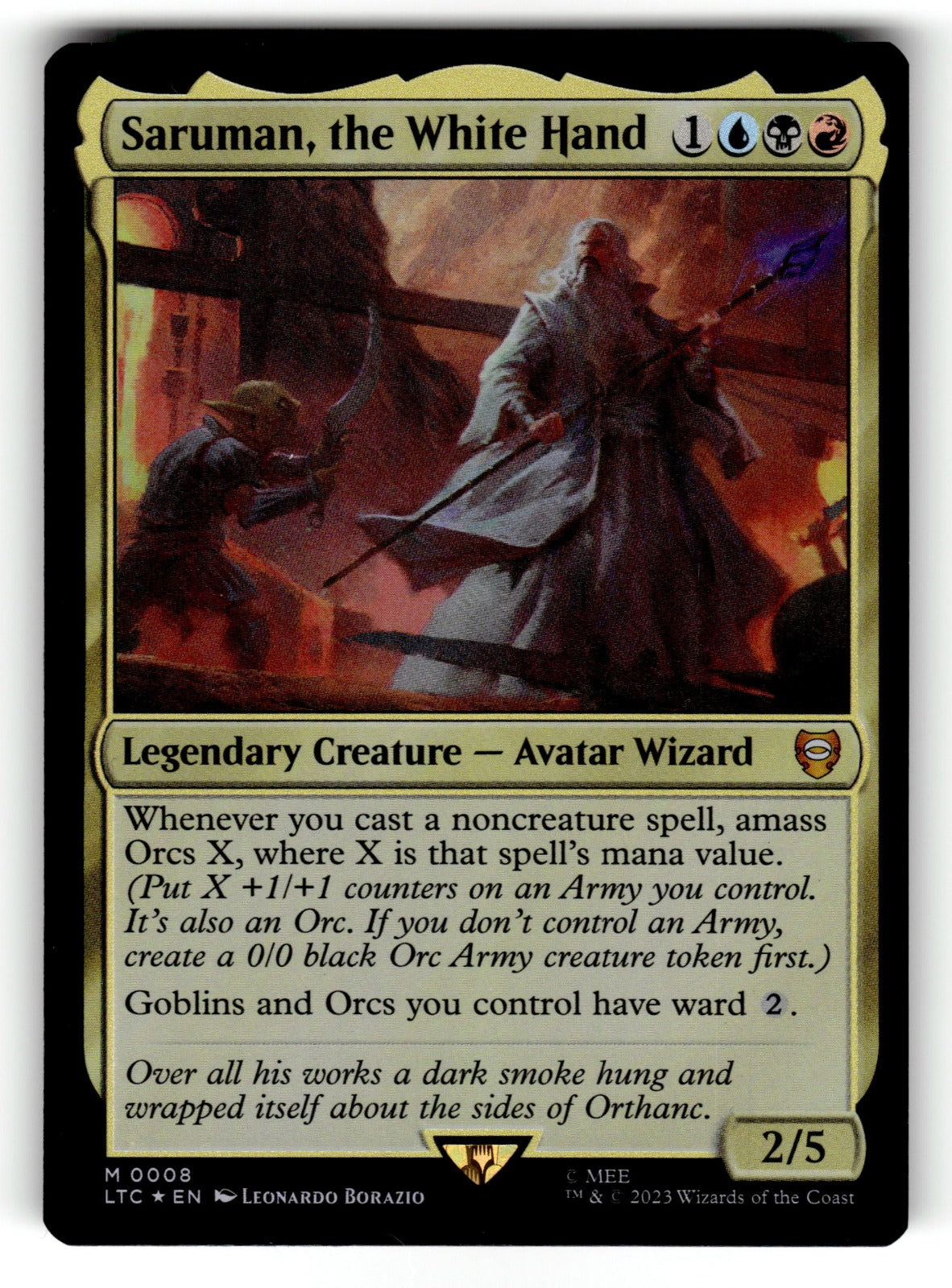Saruman, the White Hand – 8 LTC: Commander: The Lord of the Rings: Tales of Middle-earth M Foil NM