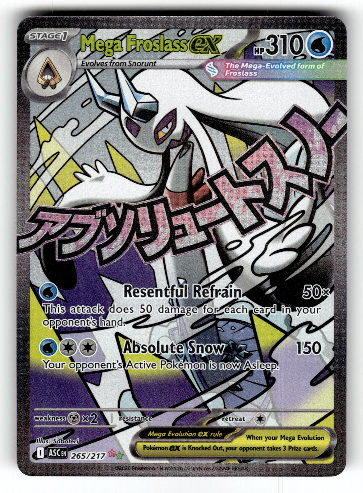 Mega Froslass ex – 265/217 ASC: ME: Ascended Heroes Mega Attack Rare Holo NM