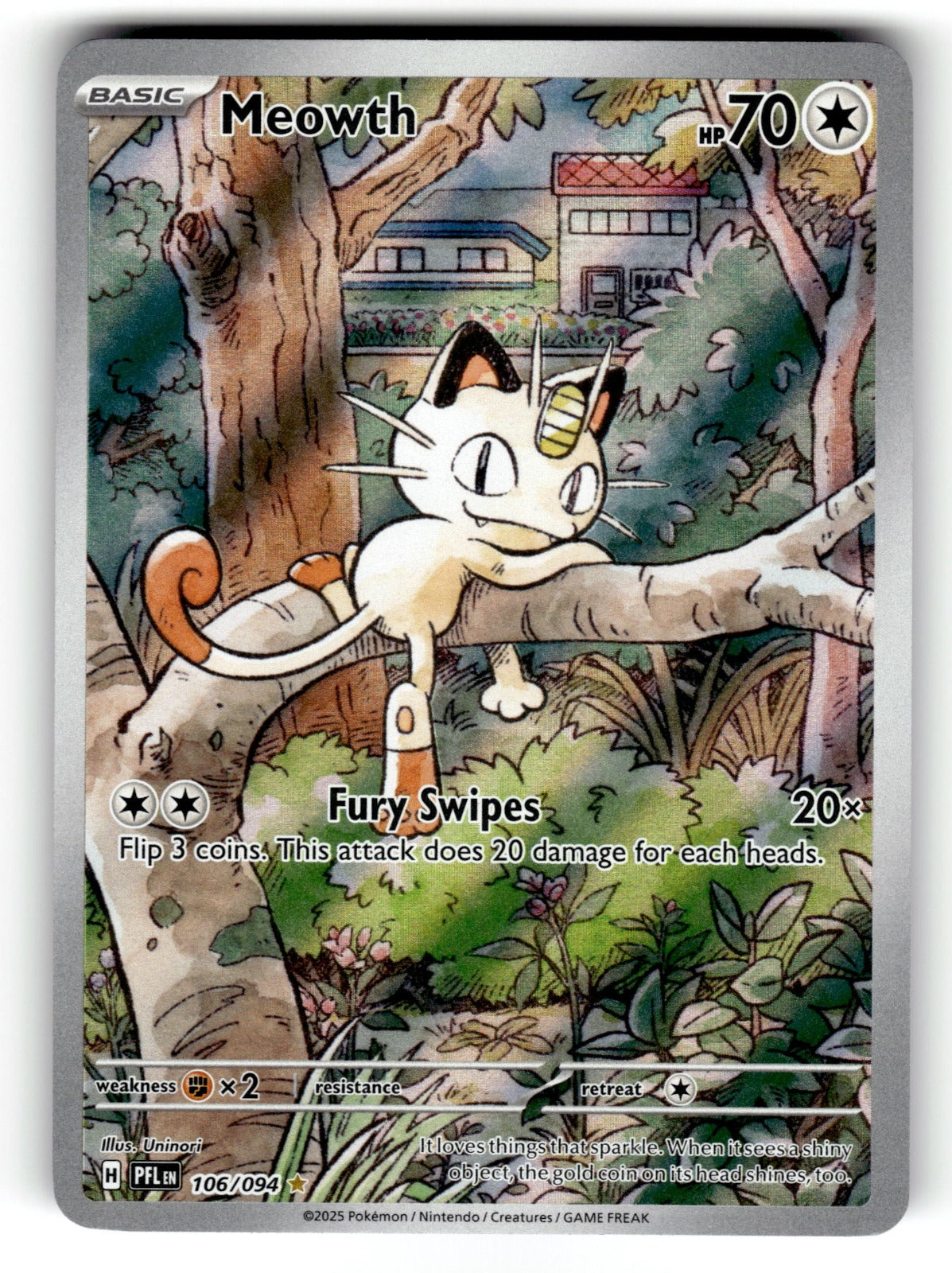 Meowth – 106/094 PFL: ME02: Phantasmal Flames Illustration Rare Holo NM