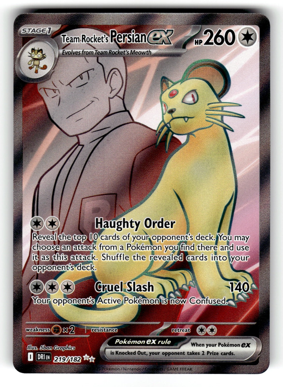 Team Rocket's Persian ex - – 219/182 DRI: SV10: Destined Rivals Ultra Rare HoloNM