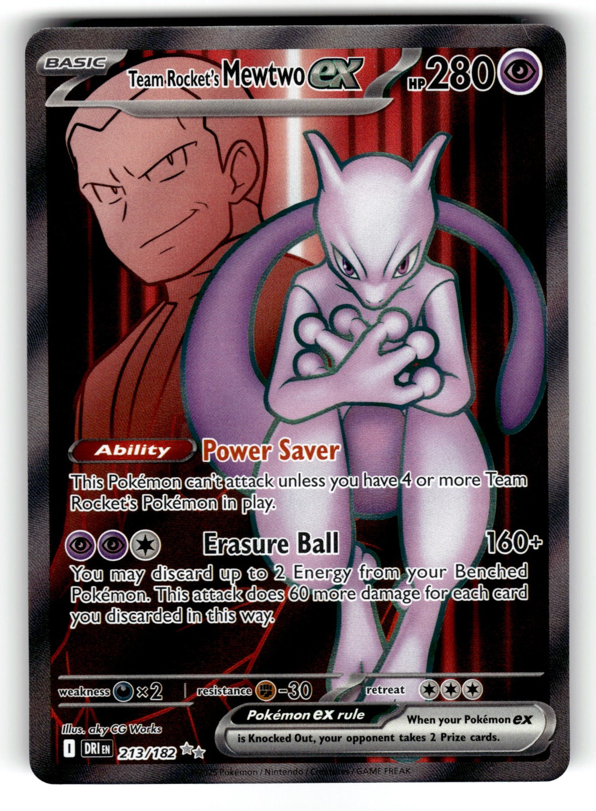 Team Rocket's Mewtwo ex – 213/182 DRI: SV10: Destined Rivals Ultra Rare Holo NM