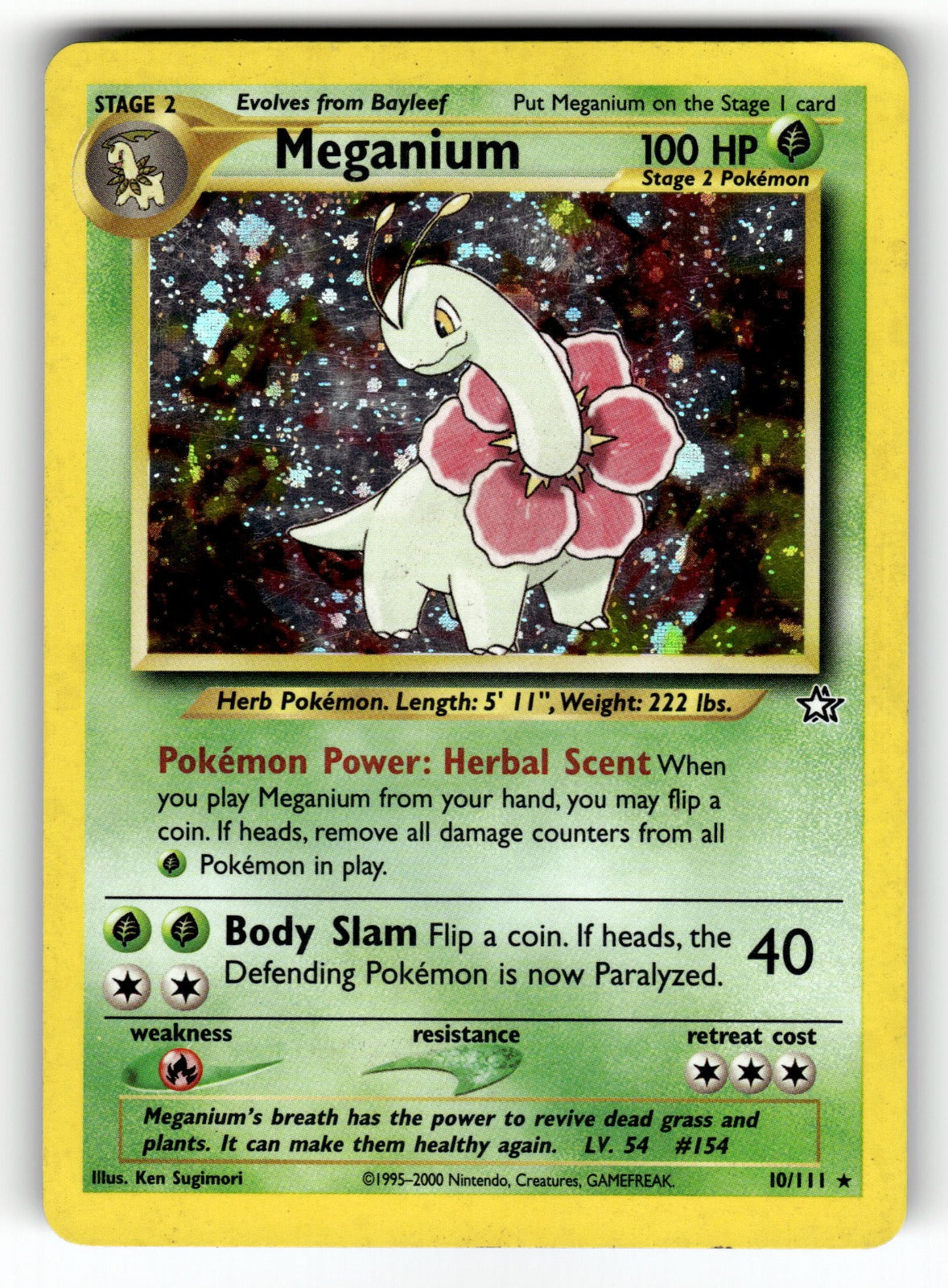 Meganium (10) – 010/111 N1: Neo Genesis Holo Rare Unlimited HoloMP