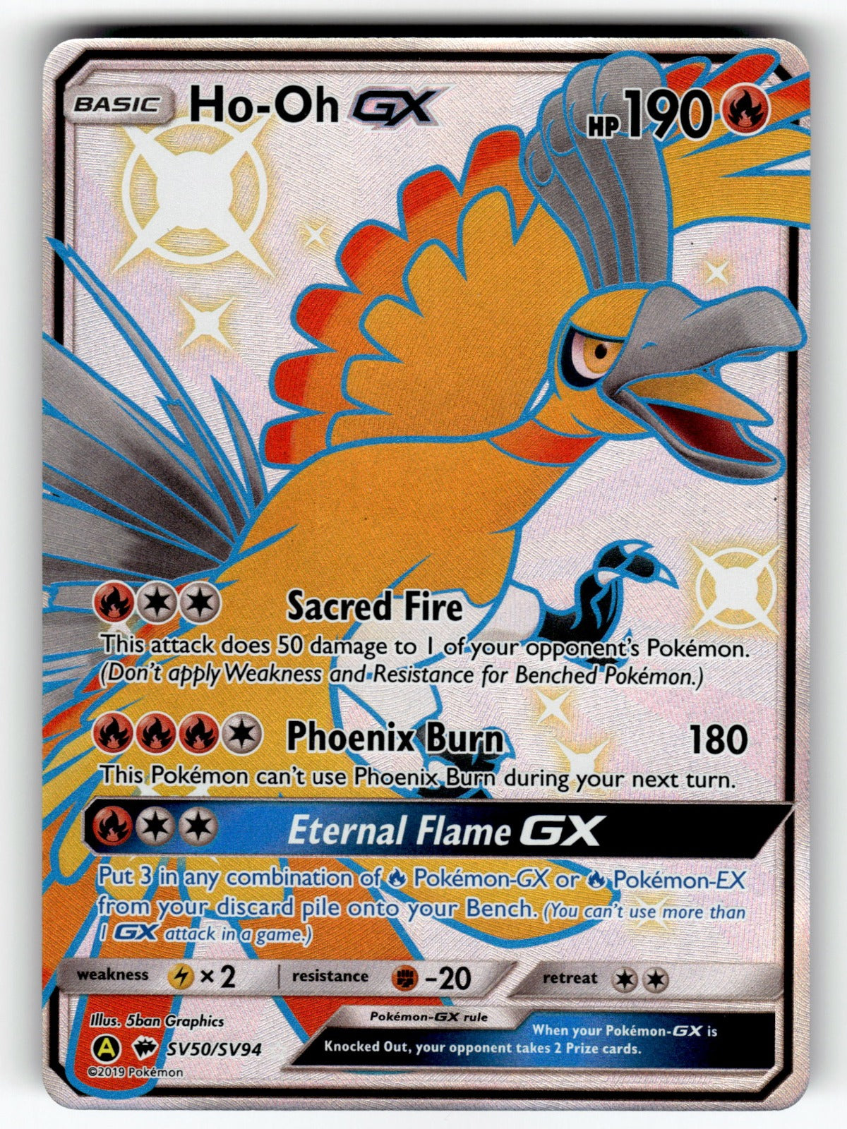 Ho-Oh GX – SV50/SV94 HIF:SV: Hidden Fates: Shiny Vault Shiny Holo Rare Holo NM