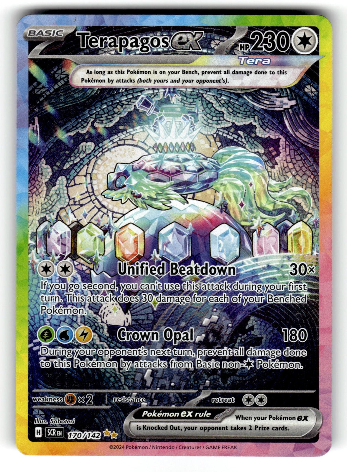 Terapagos ex – 170/142 SCR: SV07: Stellar Crown Special Illustration Rare HoloNM