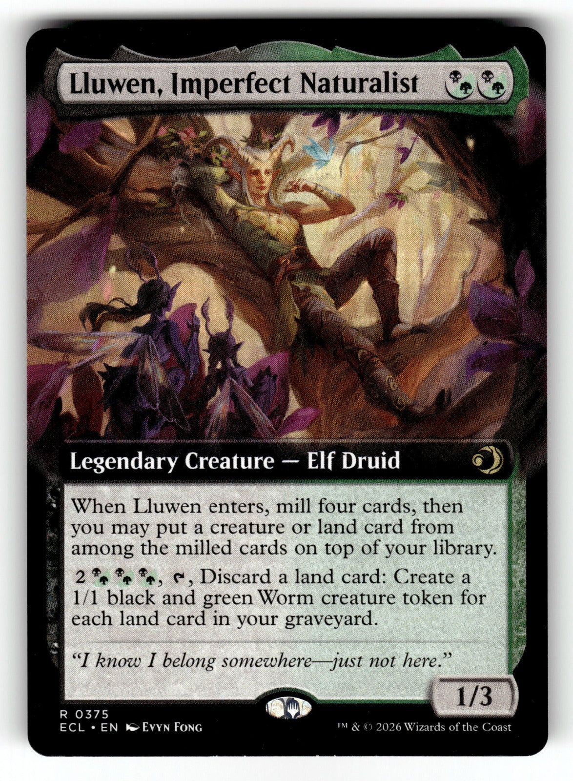 Lluwen, Imperfect Naturalist (Extended Art) – 375 ECL: Lorwyn Eclipsed R NM