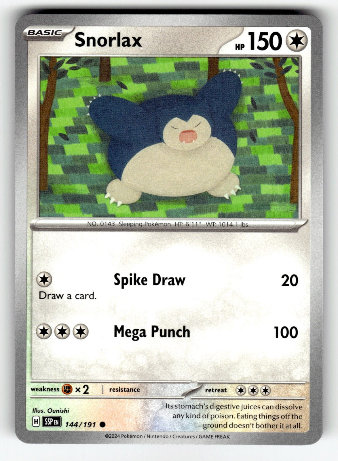 Snorlax – 144/191 SSP: SV08: Surging Sparks Common NM