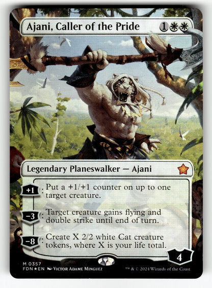 Ajani, Caller of the Pride (Borderless) – 357 FDN: Foundations M Foil NM