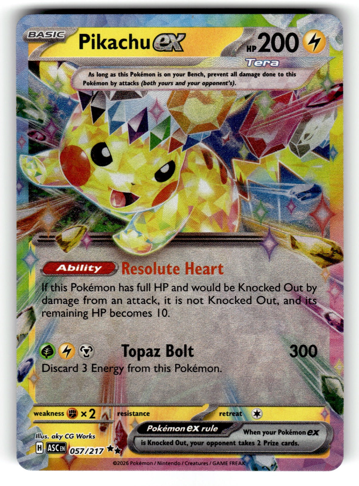 Pikachu ex – 057/217 ASC: ME: Ascended Heroes Double Rare HoloNM