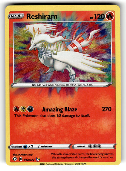 Reshiram - 017/072 SHF: Shining Fates Amazing Rare Holo NM