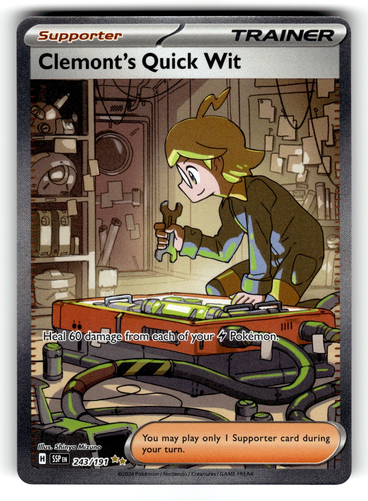 Clemont's Quick Wit – 243/191 SSP: SV08: Surging Sparks Special Illustration Rare Holo NM