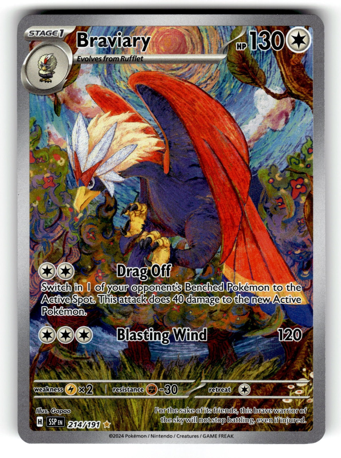 Braviary – 214/191 SSP: SV08: Surging Sparks Illustration Rare HoloNM