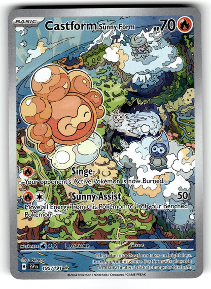 Castform Sunny Form – 195/191 SSP: SV08: Surging Sparks Illustration Rare Holo NM