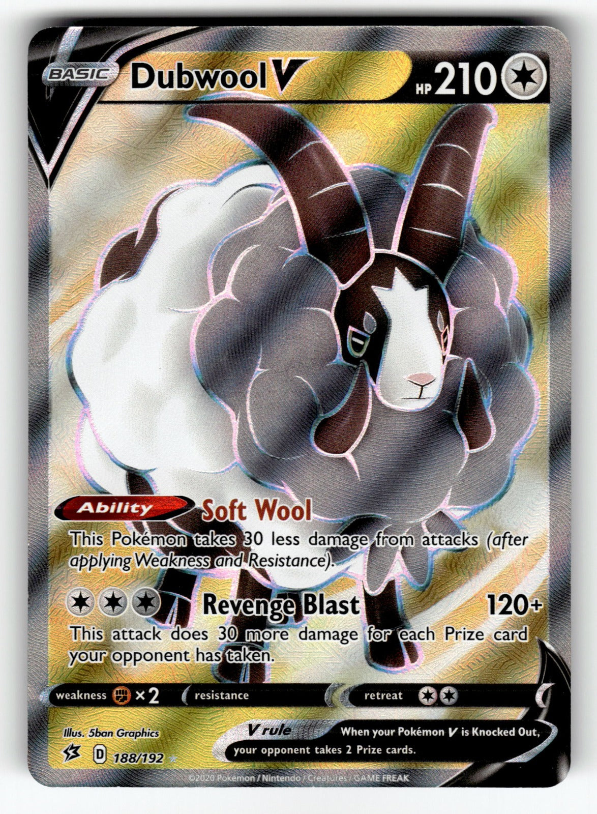 Dubwool V (Full Art) – 188/192 SWSH02: SWSH02: Rebel Clash Ultra Rare Holo LP