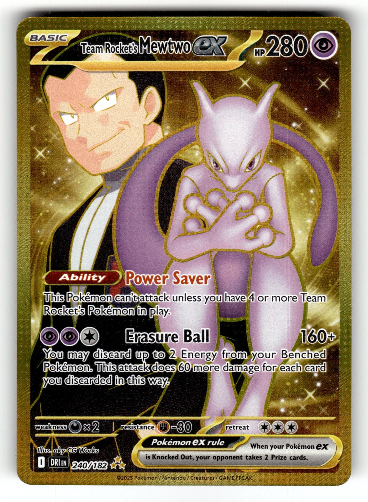 Team Rocket's Mewtwo ex – 240/182 DRI: SV10: Destined Rivals Hyper Rare Holo NM