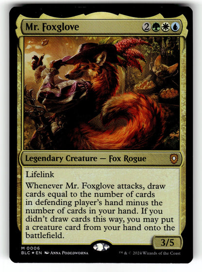 Mr. Foxglove – 6 BLC: Commander: Bloomburrow M Foil NM