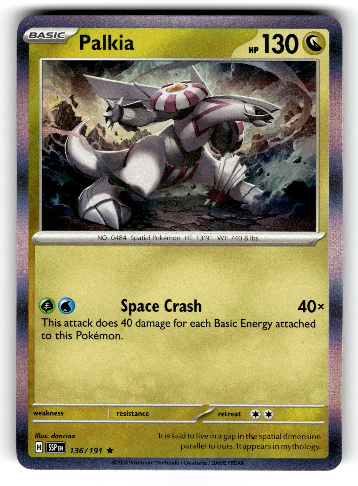 Palkia – 136/191 SSP: SV08: Surging Sparks Rare Holo NM