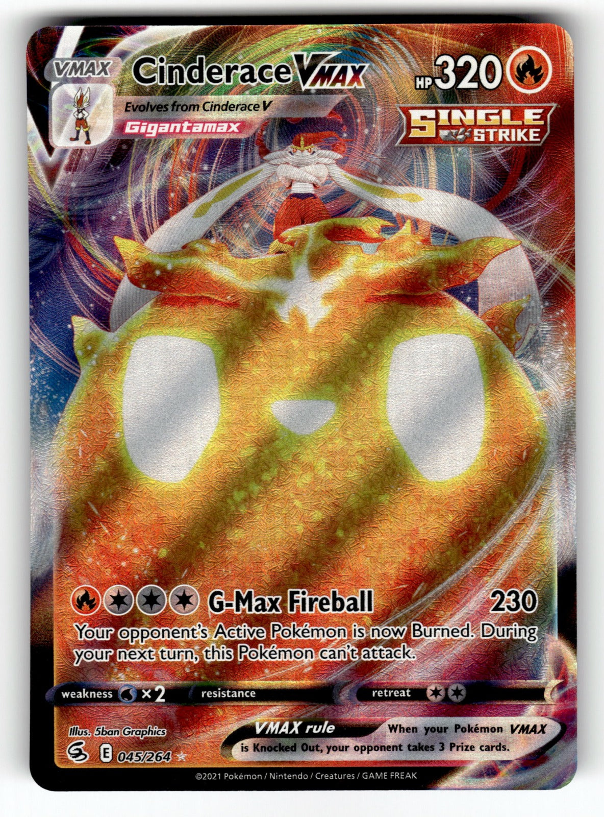 Cinderace VMAX – 045/264 SWSH08: SWSH08: Fusion Strike Ultra Rare Holo NM