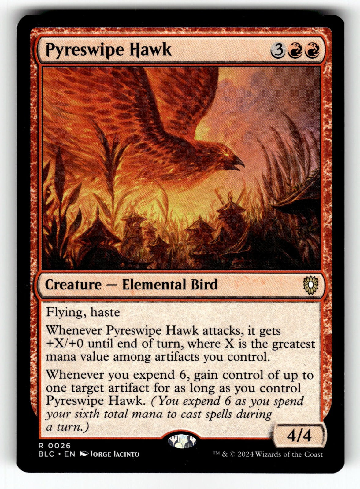 Pyreswipe Hawk – 26 BLC: Commander: Bloomburrow R NM