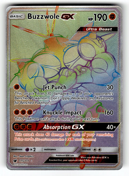 Buzzwole GX (Secret) – 115/111 SM04: SM - Crimson Invasion Secret Rare Holo NM