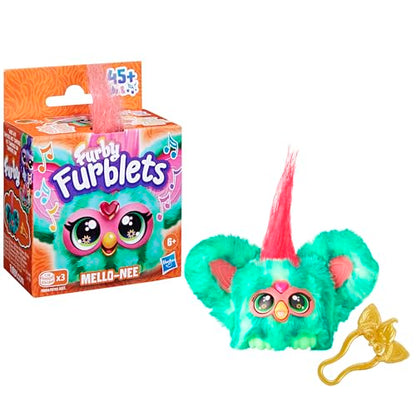 Furby Furblets Mello-Nee Summer Chill Mini Electronic Plush Toy for Girls & Boys School Backpack Charms