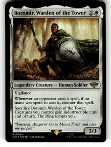 Boromir, Warden of the Tower – 4 LTR: Universes Beyond: The Lord of the Rings: Tales of Middle-earth R Foil LP