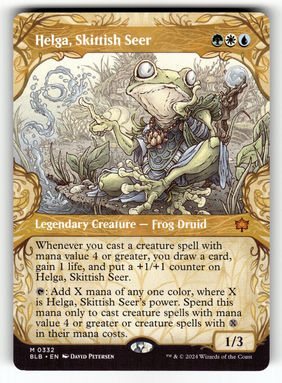 Helga, Skittish Seer (Showcase) – 332 BLB: Bloomburrow M NM