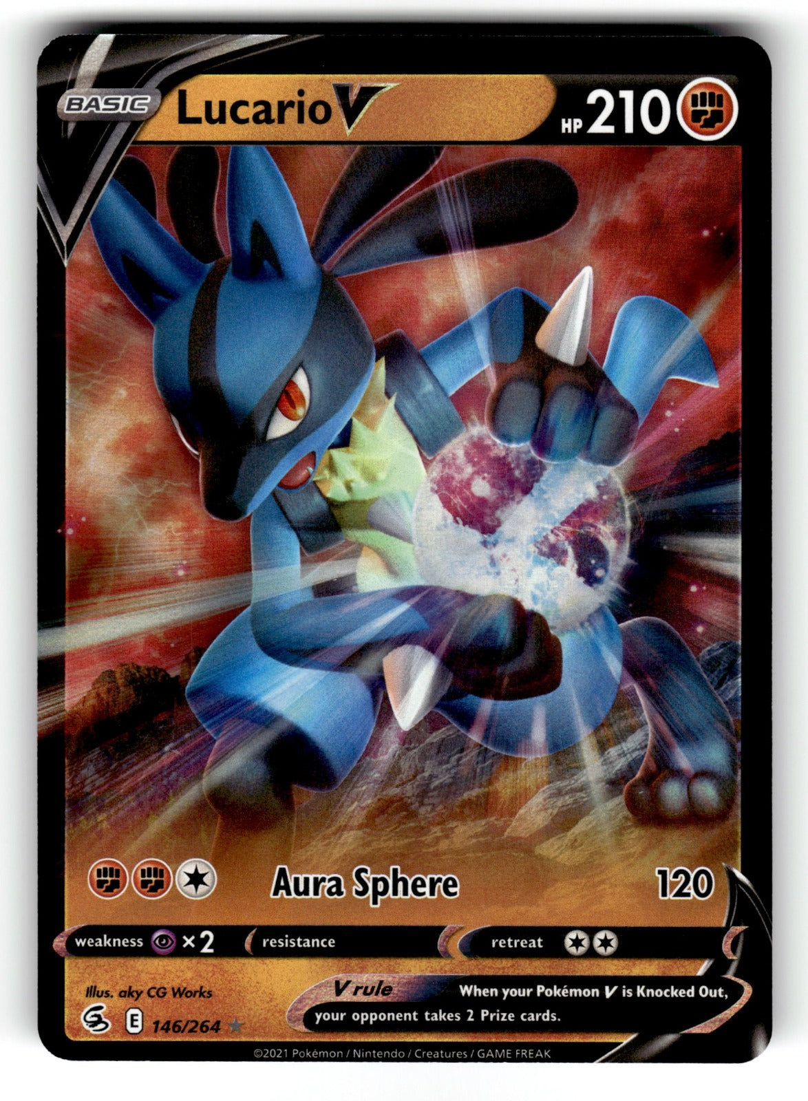 Lucario V – 146/264 SWSH08: SWSH08: Fusion Strike Ultra Rare Holo NM