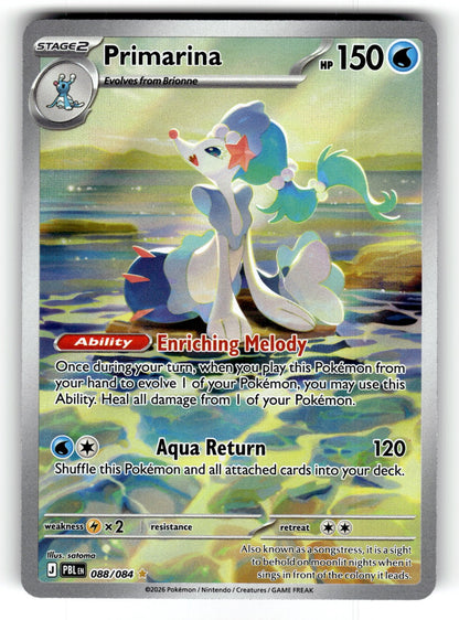 Primarina – 088/084 PBL: ME05: Pitch Black Illustration Rare Holo NM