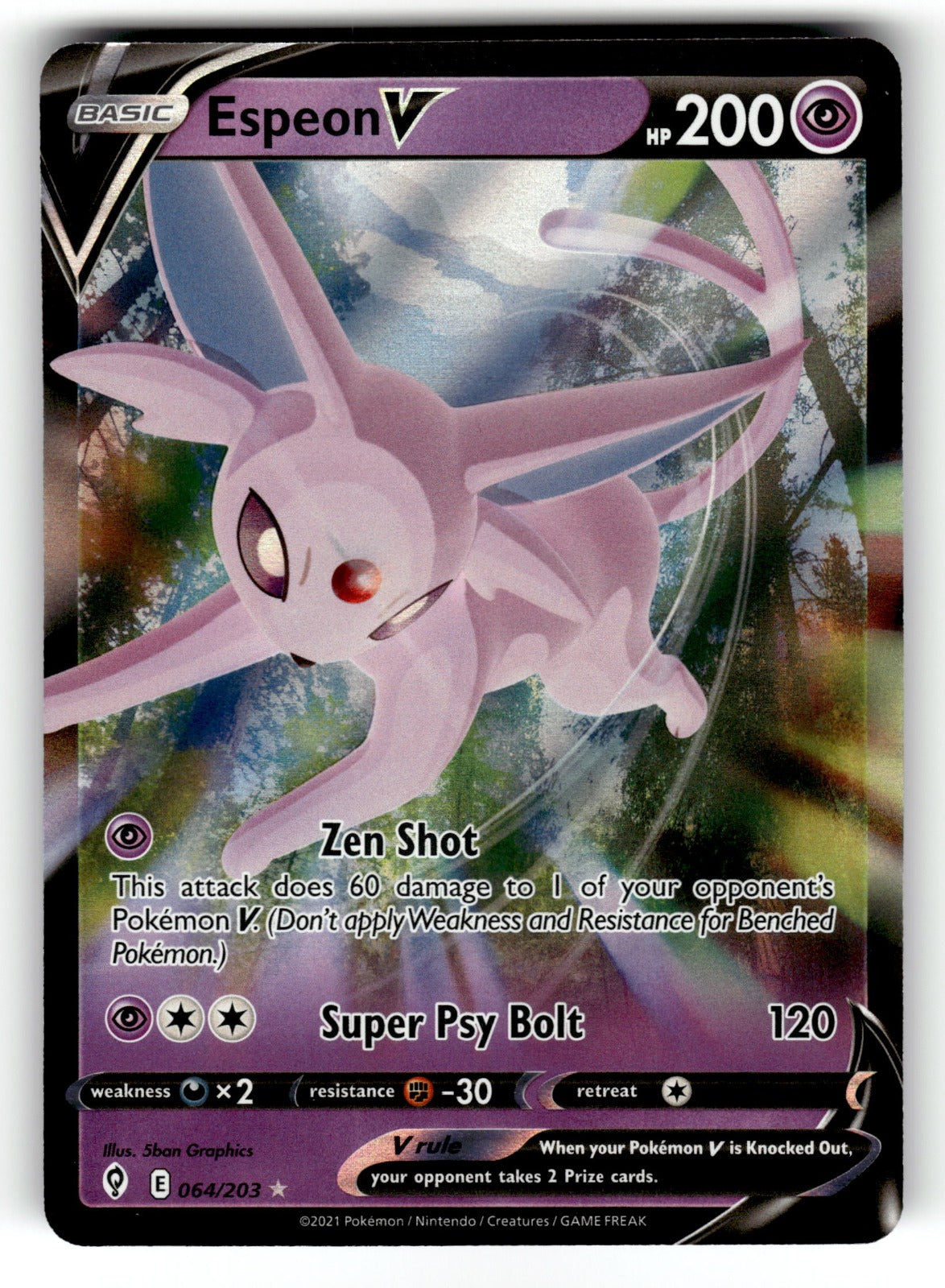 Espeon V – 064/203 SWSH07: SWSH07: Evolving Skies Ultra Rare Holo LP