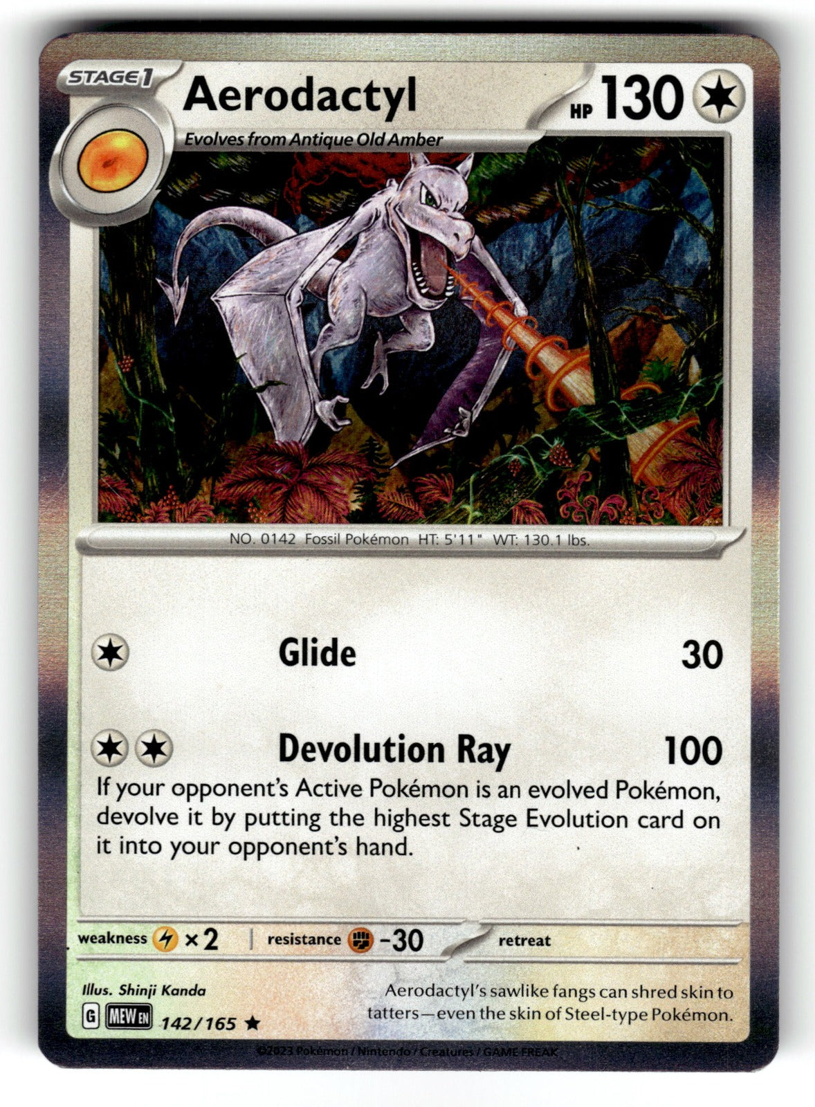Aerodactyl – 142/165 MEW: SV: Scarlet & Violet 151 Rare Holo NM