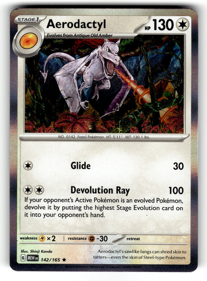 Aerodactyl – 142/165 MEW: SV: Scarlet & Violet 151 Rare Holo NM