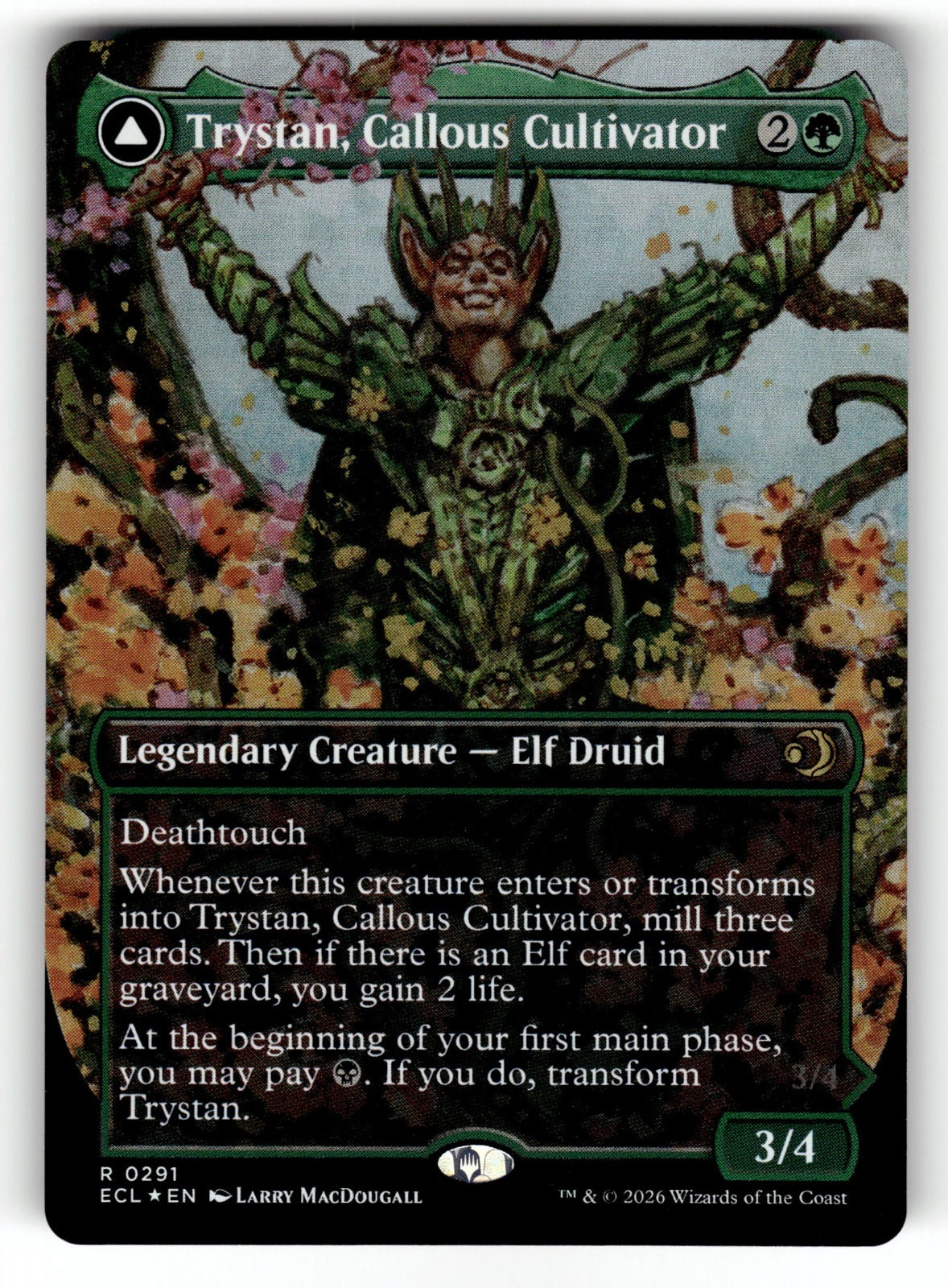 Trystan, Callous Cultivator (Borderless) – 291 ECL: Lorwyn Eclipsed R Foil NM